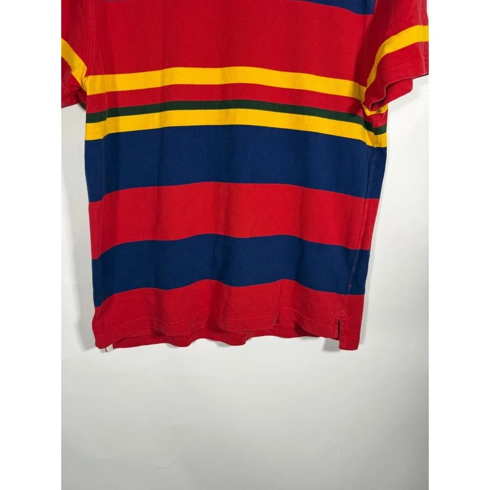 J. Crew Mens Knit Goods Striped T-Shirt Red Blue Yellow Green Short Sleeve M
